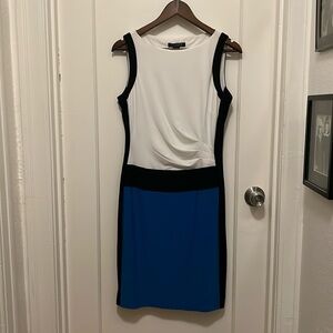 Lauren Ralph Lauren Dress 8 Sleeveless Bodycon Sheath Colorblock Asymmetrical